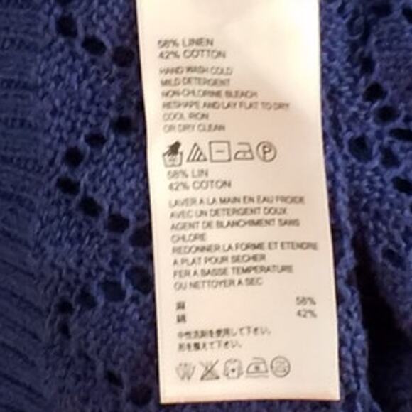 Tommy Bahama Open Knit Blue Linen Cotton Pullover Sweater | Size S - Picture 6 of 7